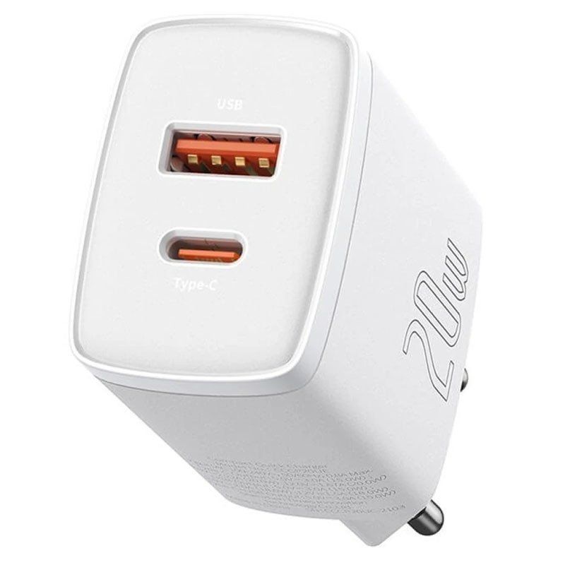 СЗУ Baseus Compact Quick Charger 20W QC+ PD (Type-C + 1USB) (White) (CCXJ-B)