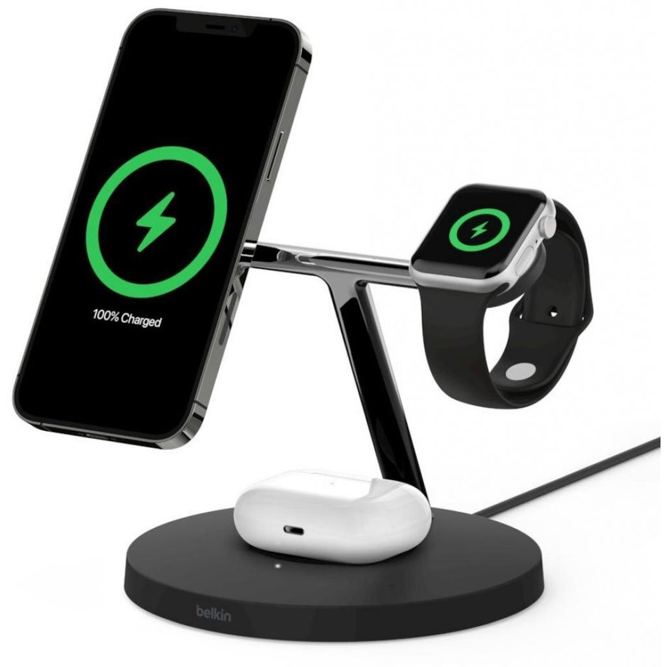 БЗП Belkin BOOST CHARGE PRO 3-in-1 Wireless Charger with MagSafe ( Black ) WIZ009VFBK