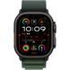Apple Watch Ultra 2 GPS + Cellular 49mm Black Titanium Case with Dark Green Alpine Loop - Small (MX4Q3)