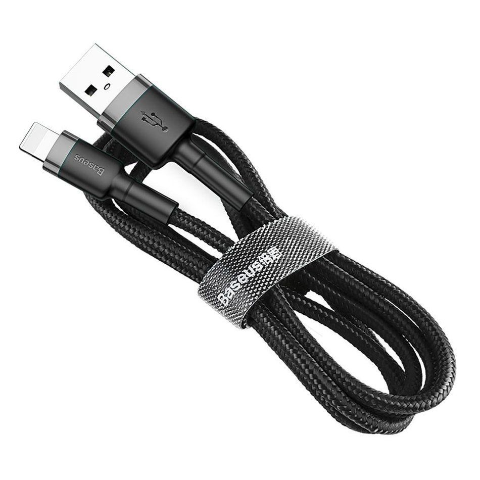 USB шнур Baseus Cafule Lightning Cable 2,4A (1m) (CALKLF-B) Black-Gray