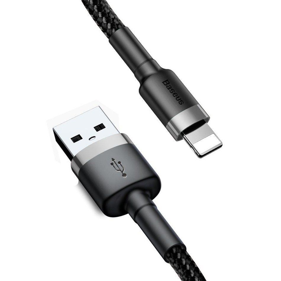 USB шнур Baseus Cafule Lightning Cable 2,4A (1m) (CALKLF-B) Black-Gray