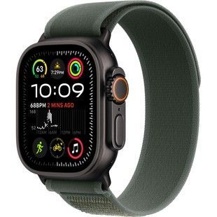 Apple Watch Ultra 2 GPS + Cellular 49mm Black Titanium Case with Green Trail Loop - M/L (MYQ43)