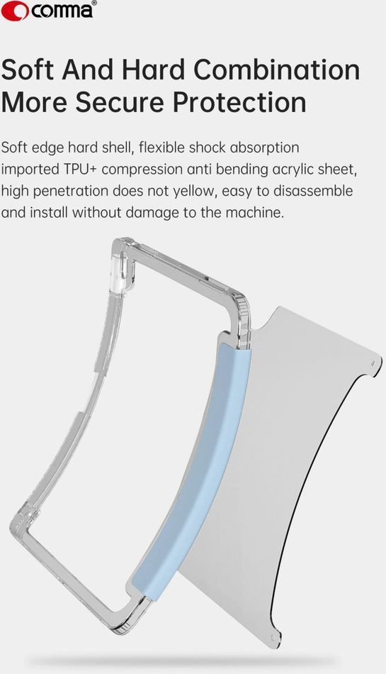 Чохол для iPad Pro 11" (2024) Comma Joy PU Case with Pen Holder Series (Light Blue)