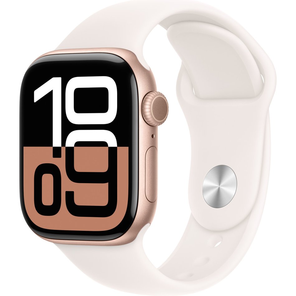 Apple Watch Series 10 GPS + Cellular 42mm Rose Gold Alu. Case w. Light Blush Sport Band - S/M (MWX93)