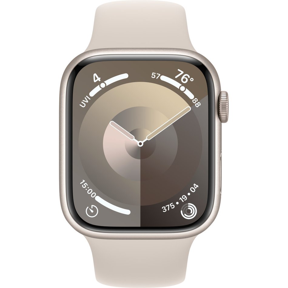 Apple Watch Series 9 GPS 45mm Starlight Aluminum Case w. Starlight Sport Band - S/M (MR963)