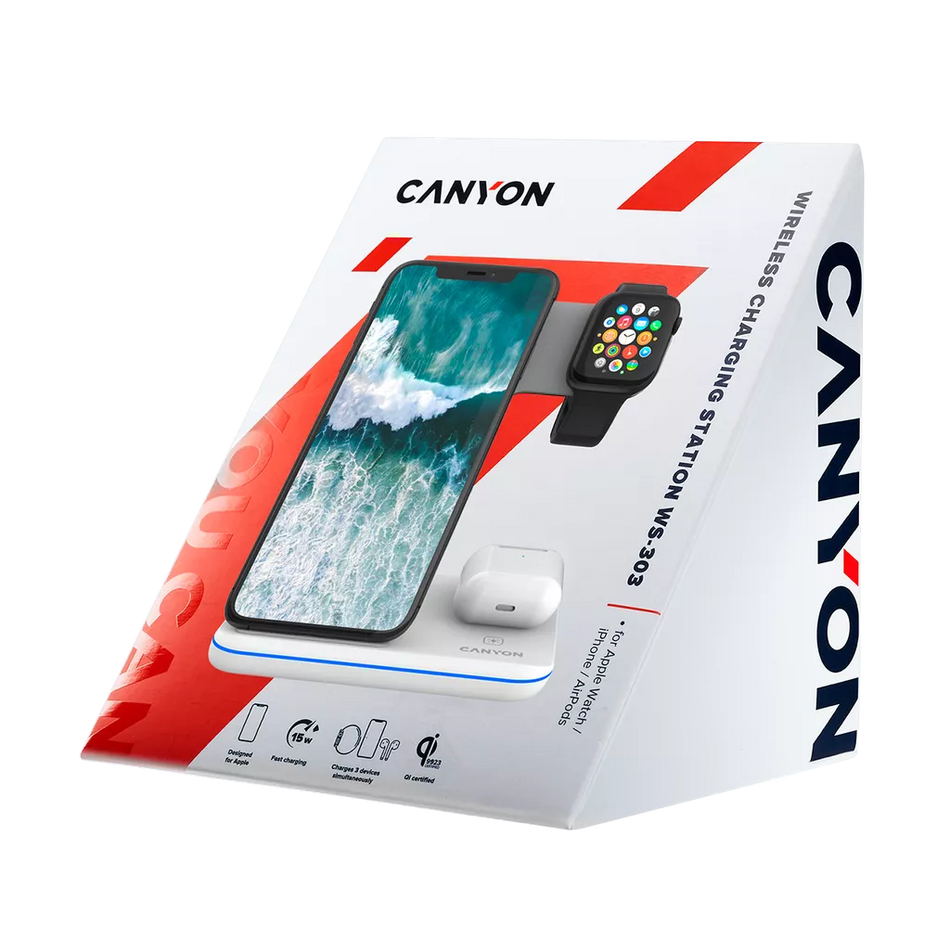 БЗУ Canyon WS-303 3 in 1 QI White (CNS-WCS303W)