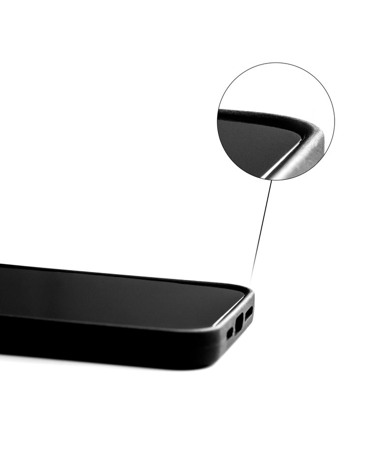 Чехол для iPhone 13 mini Kartell из черной кожи купон с тиснением (Герб України)