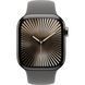 Apple Watch Series 10 GPS + Cellular 42mm Natural Titanium Case w. Stone Grey Sport Band - M/L (MWXE3)