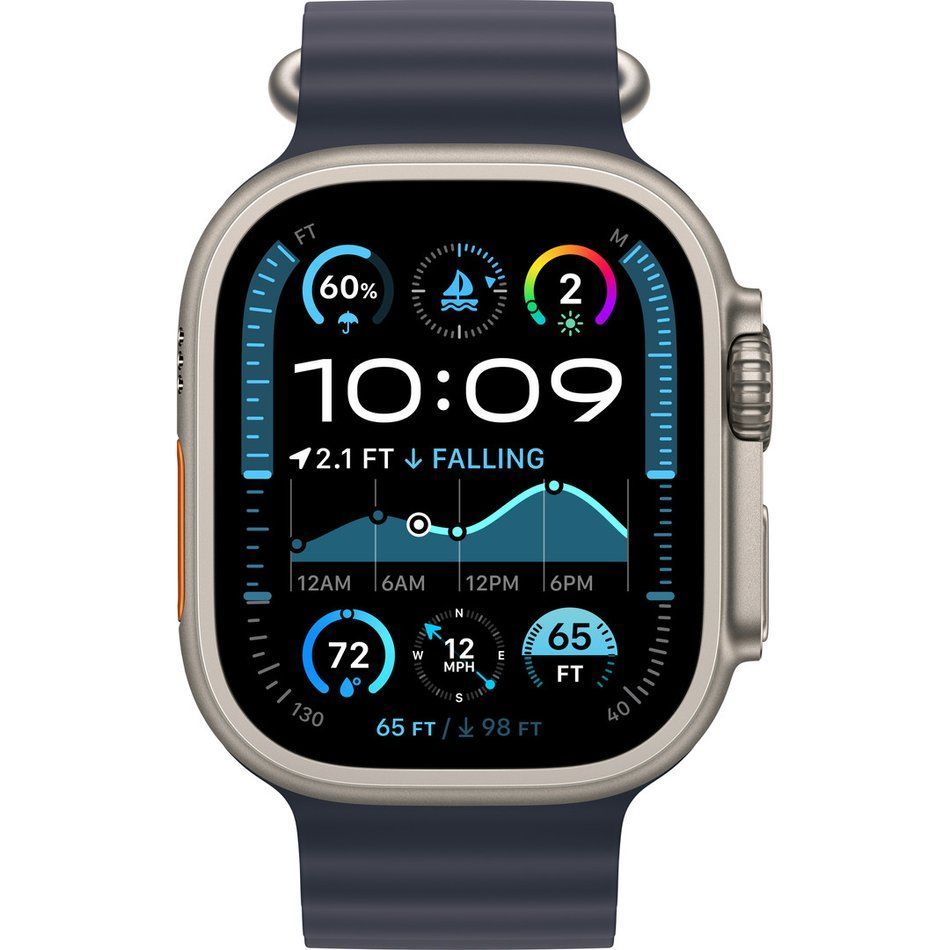 Apple Watch Ultra 2 GPS + Cellular 49mm Natural Titanium Case w. Navy Ocean Band (MX4D3)
