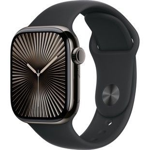 Apple Watch Series 10 GPS + Cellular 42mm Slate Titanium Case w. Black Sport Band - M/L (MWXH3)