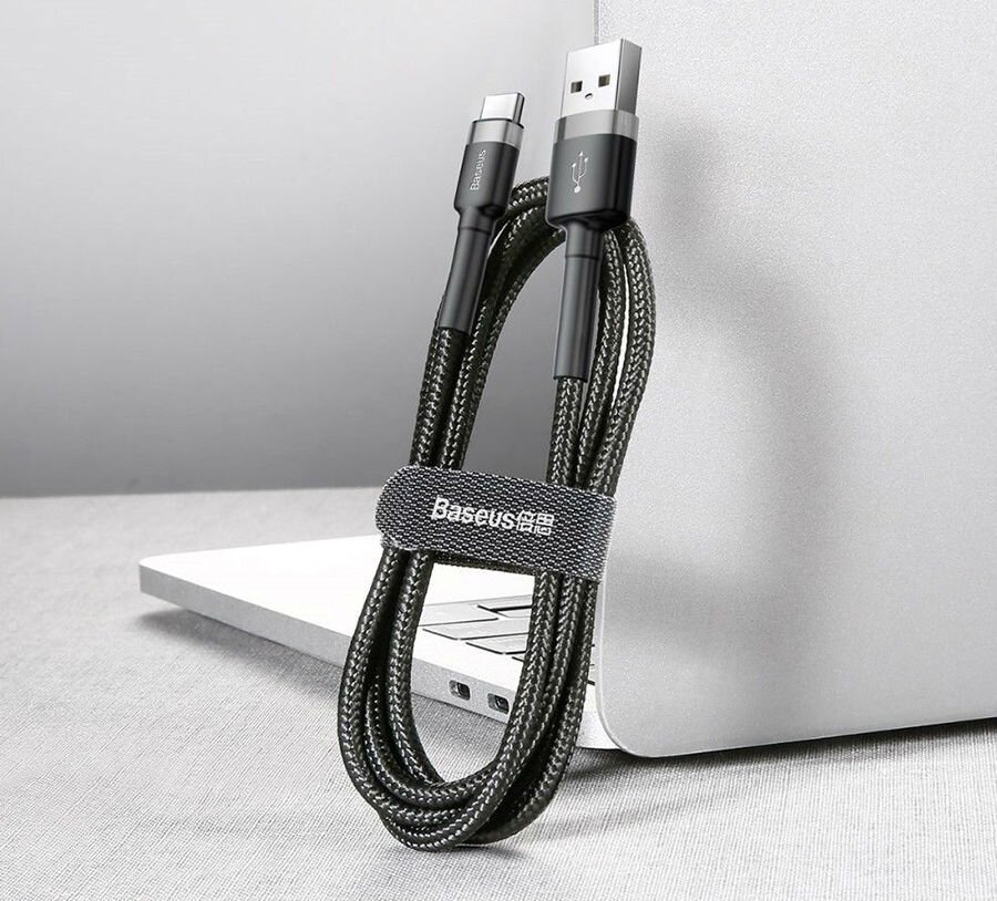 Кабель Baseus Cafule Cable USB For Type-C 3A 0.5m (Gray + Black) CATKLF-AG1
