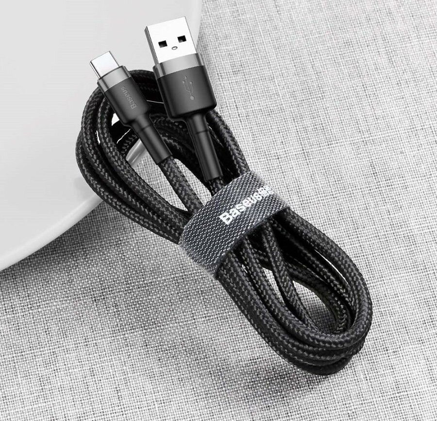 Кабель Baseus Cafule Cable USB For Type-C 3A 1m (Gray + Black) CATKLF-B