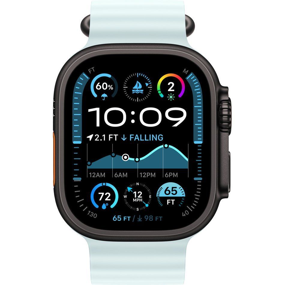 Apple Watch Ultra 2 GPS + Cellular 49mm Black Titanium Case with Ice Blue Ocean Band (MYTC3+MYP83)