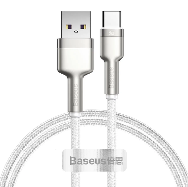 Кабель Baseus Cafule Series Metal Data Cable USB to Type-C 66W 1m (White) CAKF000102  White (001658)