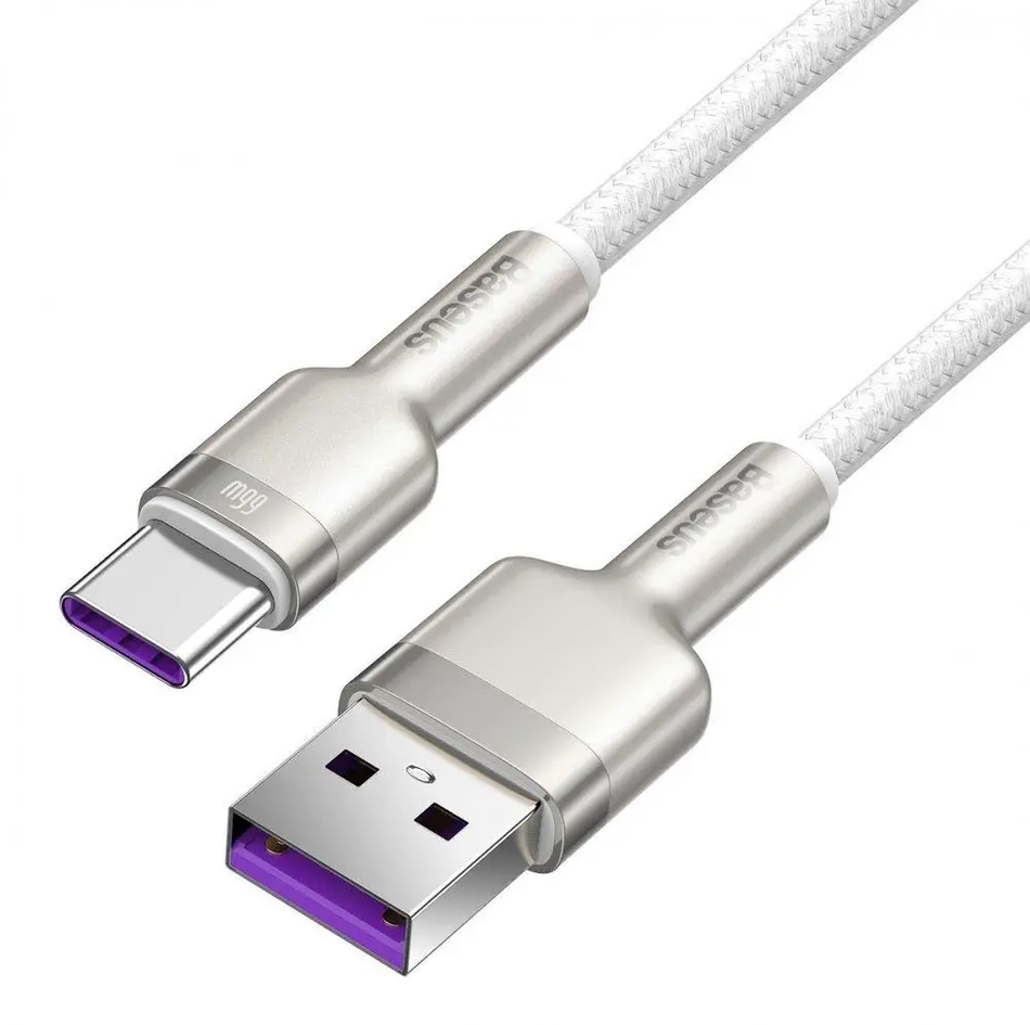 Кабель Baseus Cafule Series Metal Data Cable USB to Type-C 66W 1m (White) CAKF000102