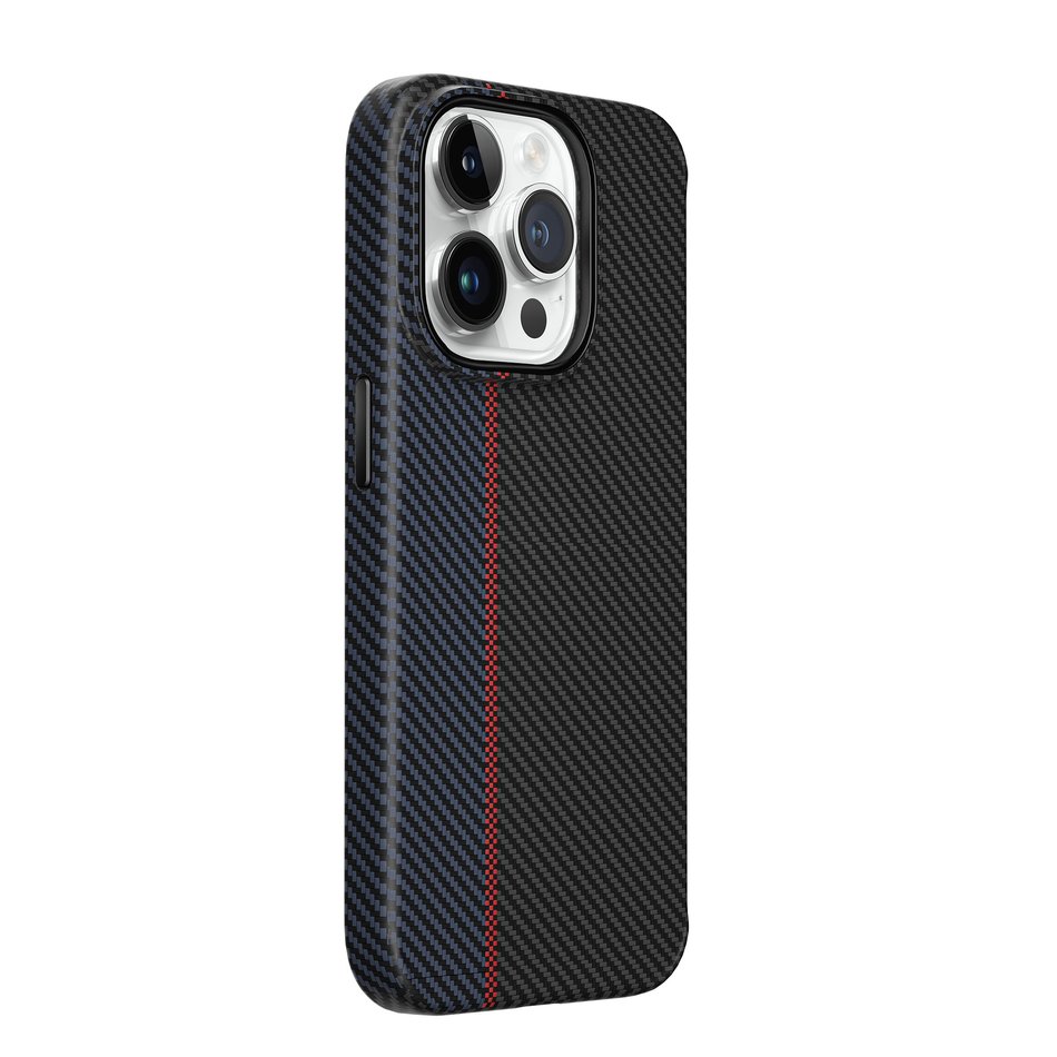 Чохол для iPhone 15 Pro Max WIWU LCC-107 Kevlar Magnetic Series (Blue-Red-Black)