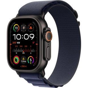Apple Watch Ultra 2 GPS + Cellular 49mm Black Titanium Case with Navy Alpine Loop - Medium (MYPX3)