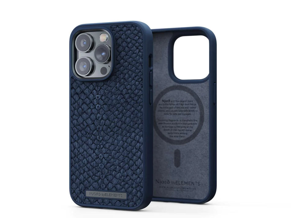 Чохол для iPhone 14 Pro Njord Salmon Leather MagSafe Case Blue (NA43SL01)