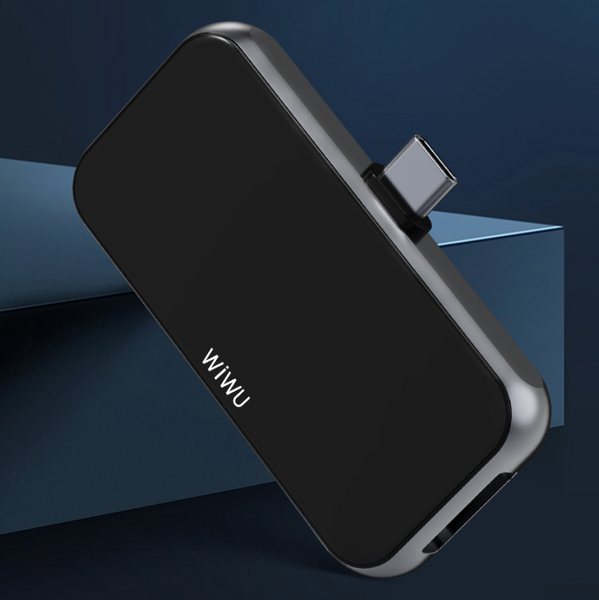 Адаптер WIWU Alpha 4 в 1 T5 Pro ( USB 3.0 + HDMI + AUX + USB - С ) Black (008213)
