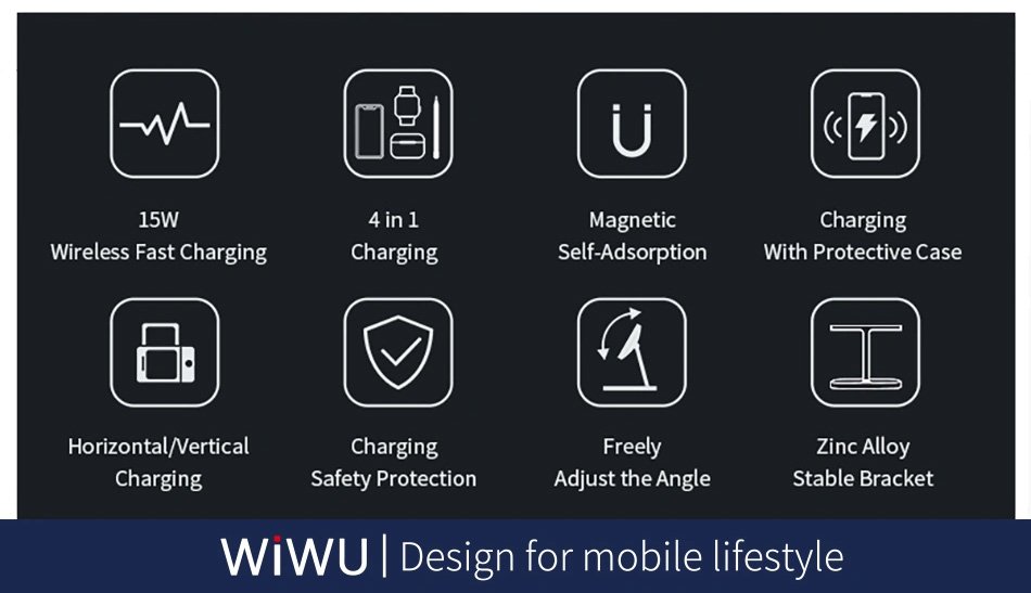 БЗУ Wiwu 4 in 1 Wireless Charger (M8) Black