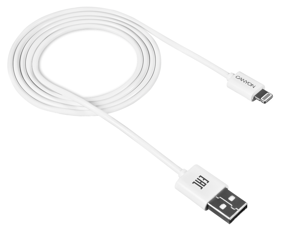 Кабель CANYON CFI-1 Lightning - USB, 1m White (CNE-CFI1W)