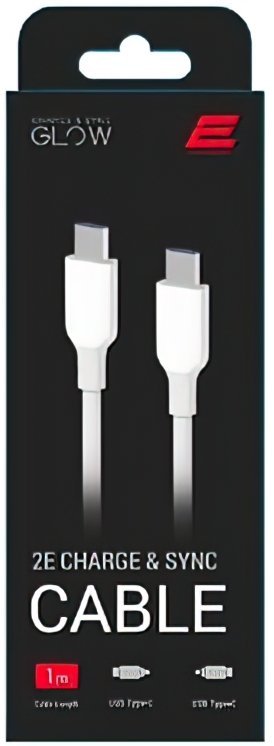 Кабель 2E USB-C - USB-C Glow  60W 1m, White (2E-CCCC-WH)