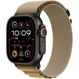 Apple Watch Ultra 2 GPS + Cellular 49mm Black Titanium Case with Tan Alpine Loop - Medium (MYQ13)