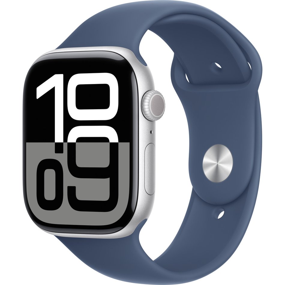 Apple Watch Series 10 GPS + Cellular 46mm Silver Alu. Case w. Denim Sport Band - M/L (MWY13)