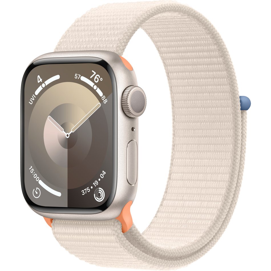 Apple Watch Series 9 GPS 45mm Starlight Aluminum Case w. Starlight Sport Loop (MR983) UA