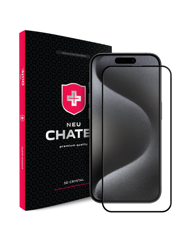 Защитное стекло для iPhone 16/15 +NEU Chatel Corning Gorilla Glass with Mesh Black (+NEU3D16B)