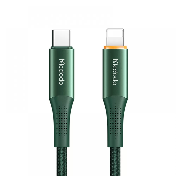 USB шнур McDodo CA-9961 Type-C to Lightning (with LED) 20W 1,2 m (Green) Green (002346)