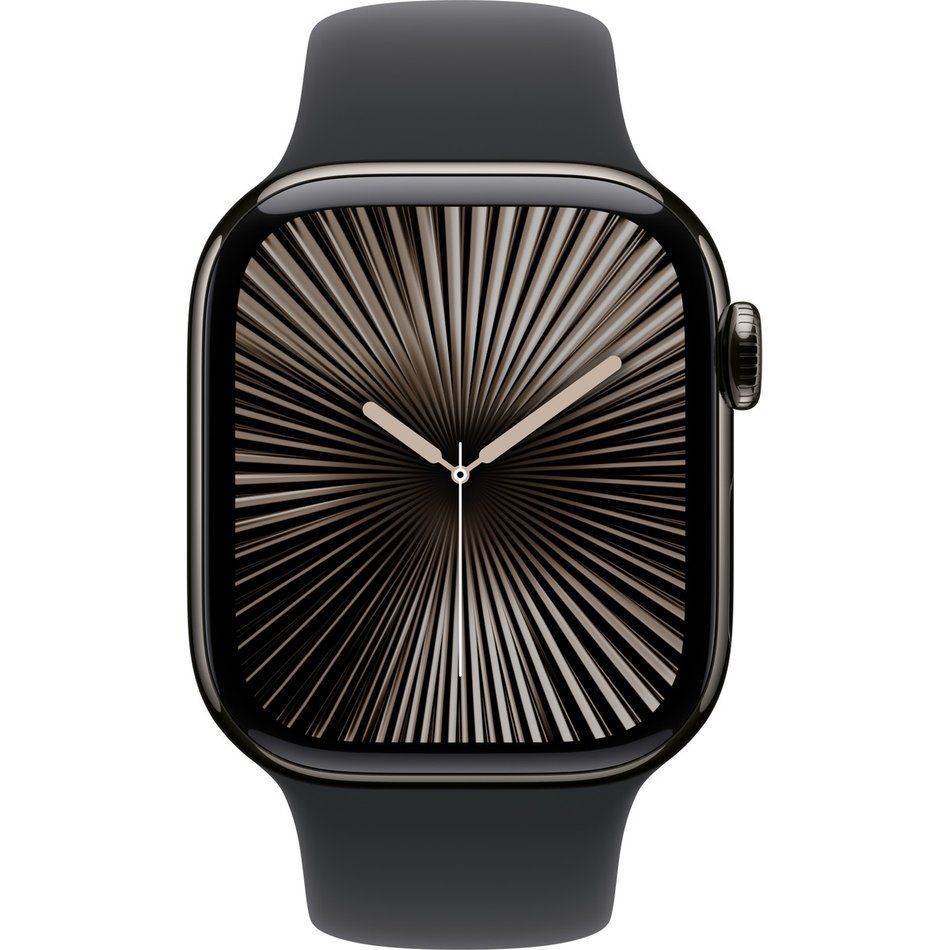 Apple Watch Series 10 GPS + Cellular 42mm Slate Titanium Case w. Black Sport Band - S/M (MWXG3)