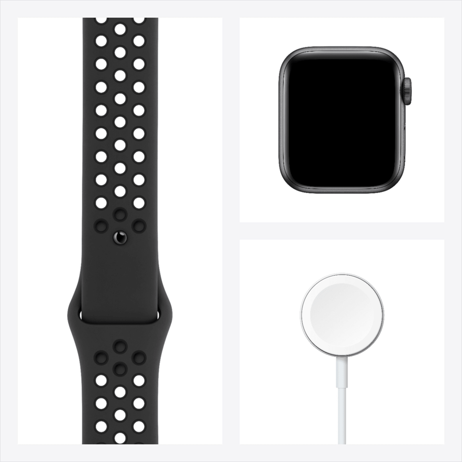 Apple Watch Nike SE GPS + Cellular, 44mm Space Gray Aluminium Case with Nike Sport Band (MG0A3, MG063)