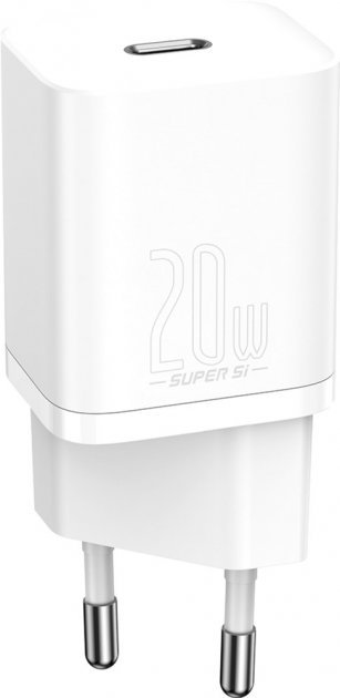 МЗП Baseus Super Si Quick Charger 1C 20W With Simple Wisdom Data Cable Type-C to iP 1m (White) TZCCSUP-B02