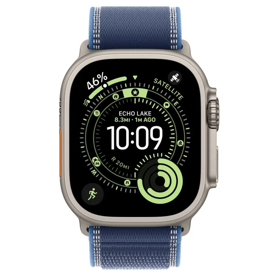Apple Watch Ultra 3 GPS + Cellular 49mm Natural Tit. Case w. Blue/Bright Blue Trail Loop - S/M (MEWR4)