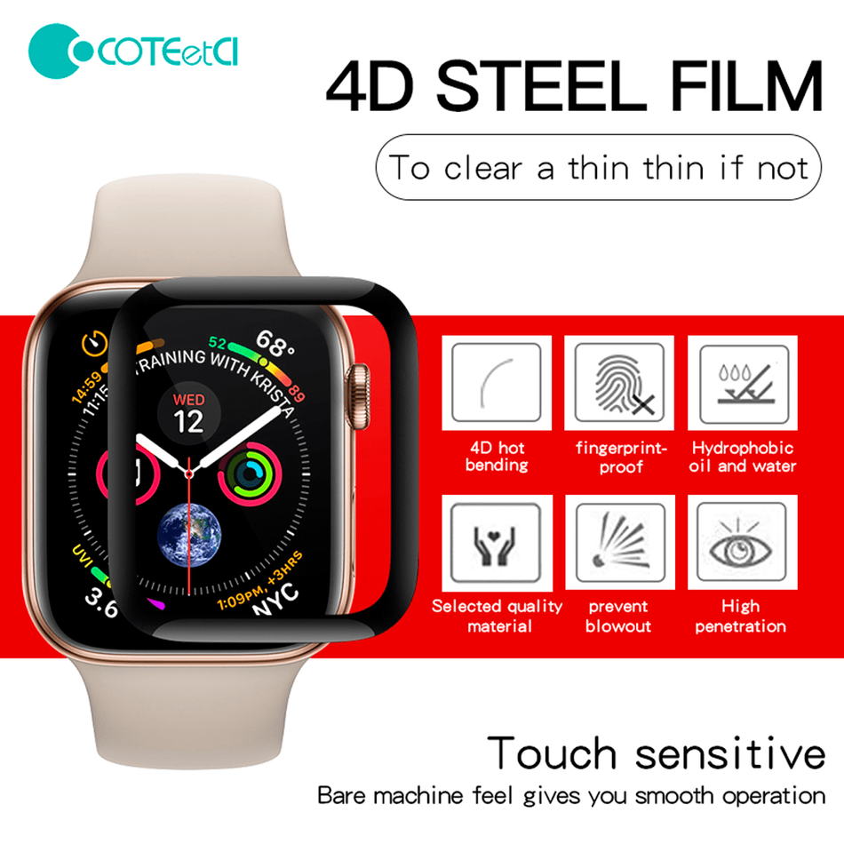 Скло для Apple Watch 40mm COTEetCI 4D Full Glue Glass ( Black-Rim )