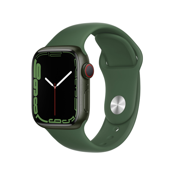 USED Apple Watch Series 7 GPS + LTE 41mm Green Aluminum Case with Clover Sport Band (MKH93)