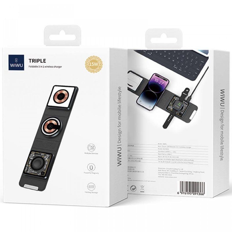 БЗУ Wiwu (Wi-W001) Triple 3 in1 Foldable Series (Black)